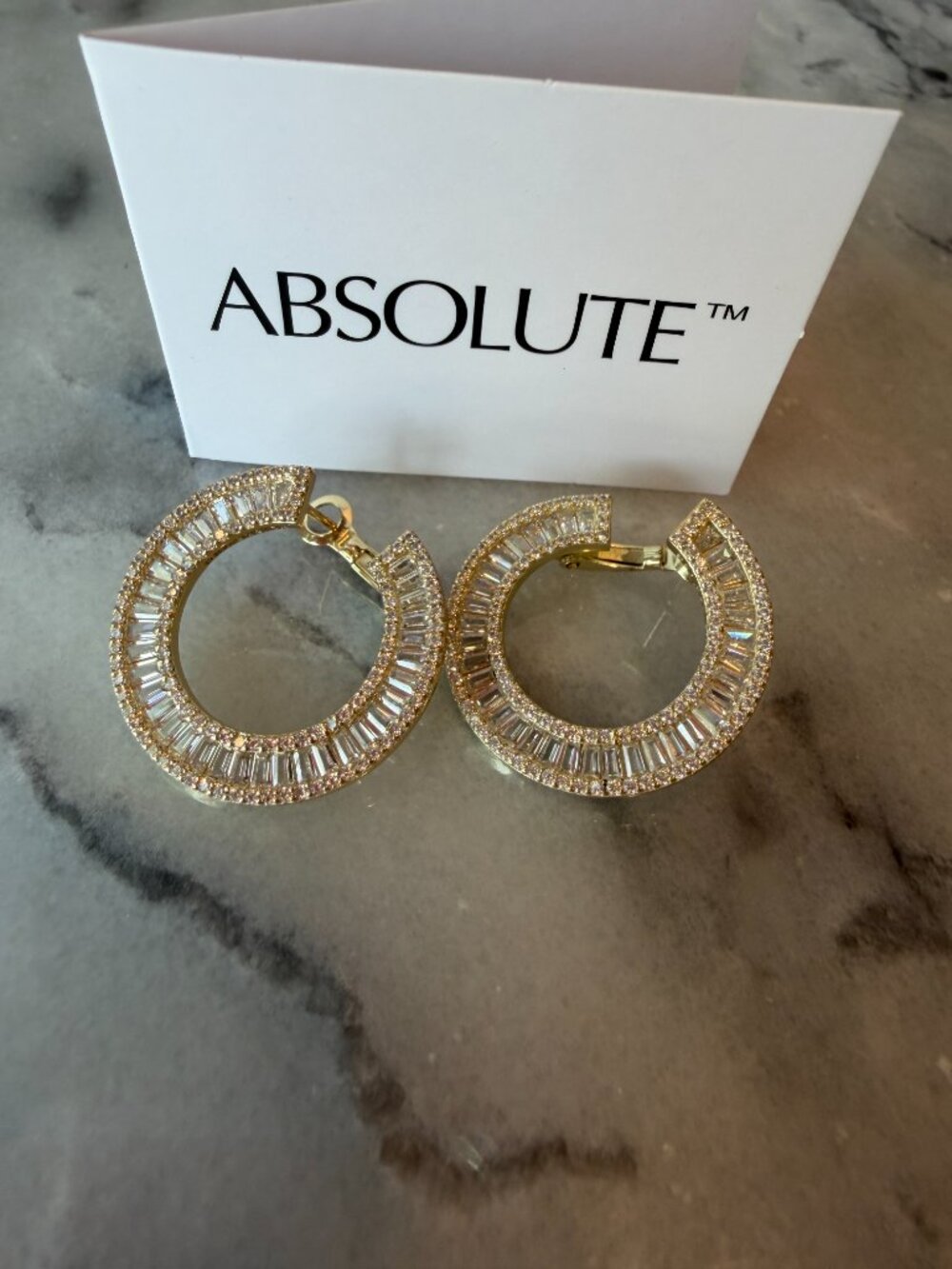 NEW Radiance by Absolute Unique 2.40ctw Baguette Flat Channel Hoop Earrings